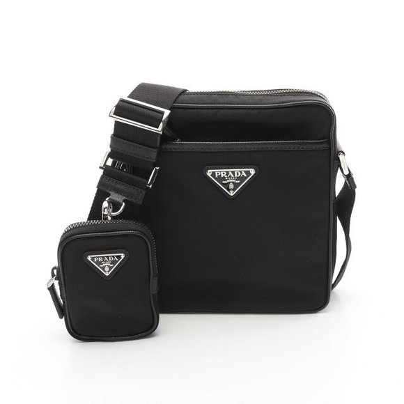 Prada Re Nylon Shoulder Bag Saffiano Leather Nylon Black - Picture 1 of 7